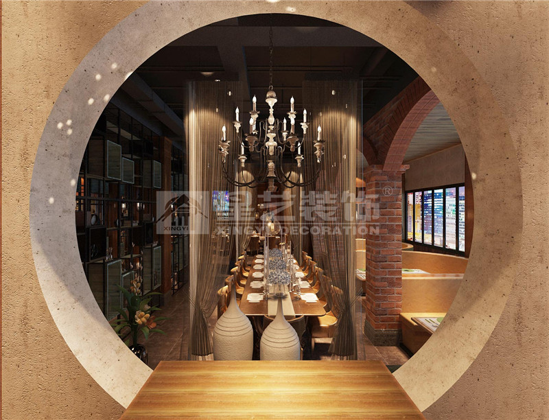 東盟慧谷西餐廳300平用餐區裝修設計效果圖